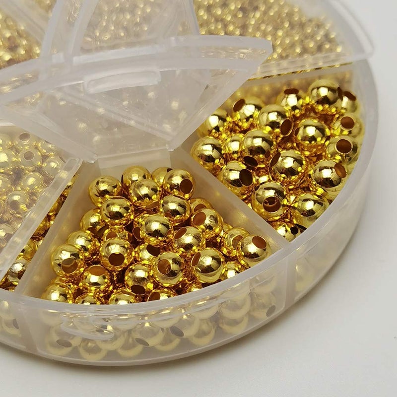 Chenkou Craft 1Box 1950pcs Assorted of 6 Sizes Metal Tinny Spacer Beads Jewelry Making Supplies (Gold, Mix) - Image 3